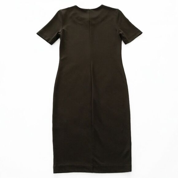 ❤️SALE! PRICE FINAL!❤️ WOMEN'S SHORT SLEEVE BODYCON OLIVE GREEN MIDI DRESS SMALL - Picture 2 of 3